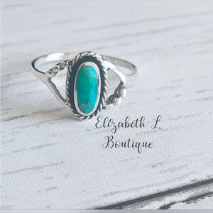 925 Sterling Silver Genuine Turquoise Ring Size 10 Boutique New!